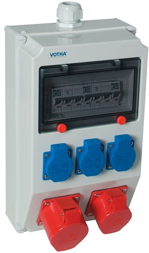 Kunststoffwandverteiler Verschraubung M32 2xCEE 16 A 3x230V JÄGER DIREKT