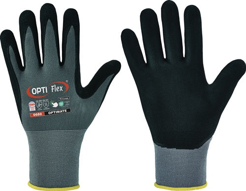 Handschuh OPTIMATE Gr12 grau/schwarz EN 420/EN 388 PSA II OPTIFLEX - VPE: 12