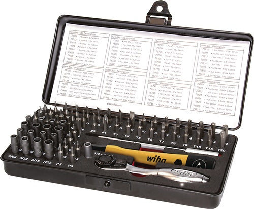 Feinmechanikerbitset 7000SK65ESD 66-teilig mit C4-Bits in Kunststoffkassette 65-teilig WIHA