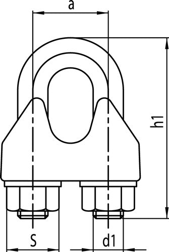 Sicherheitsdrahtseilklemme DIN 1142-EN 13411-5 Gewinde M5 Nenngröße 50 mm verzinkt – VPE: 100 – Ansicht 3