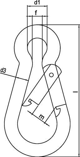 Karabinerhaken DIN 5299 Form C Länge 60 mm Drahtstärke 6 mm Tragfähigkeit 120 kg galvanisch verzinkt – VPE: 100 – Ansicht 3