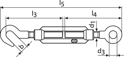 Spannschloss DIN 1480 M10 Länge 213 - 298 mm mit Haken und Öse galvanisch verzinkt - VPE: 10 – Ansicht 3