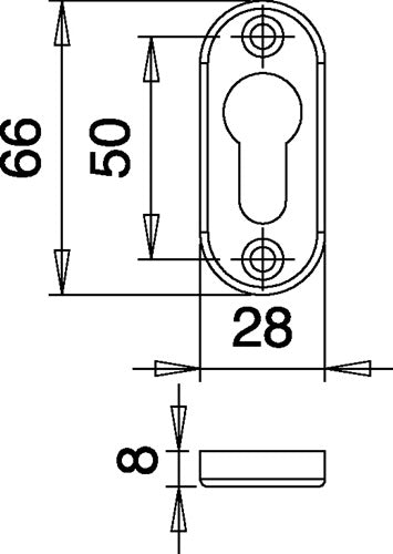 Schlüsselrosette 3393/0000 Aluminium F1 Schildstärke 8 mm PZ oval EDI – Ansicht 3