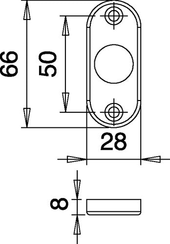 Drückerrosette 3392/0000 Aluminium F1 Schildstärke 8 mm rund oval EDI – Ansicht 3