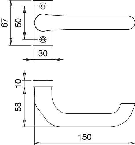 Profiltürdrückerlochteil 2308/0800 Aluminium F1 käntig 8 mm gekröpft EDI – Ansicht 3