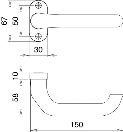 Profiltürdrückerlochteil 1308/0800 Aluminium F1 oval 8 mm gekröpft EDI – Ansicht 3