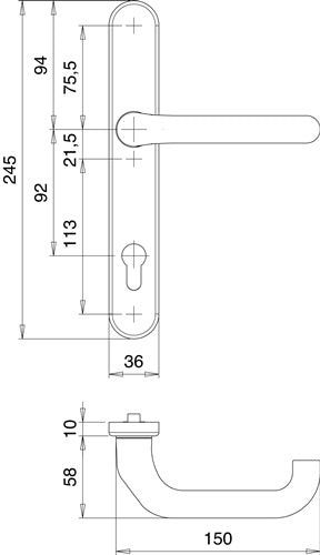Profiltürgarnitur Kronos 1300/0035 Aluminium F12 PZ EDI – Ansicht 3