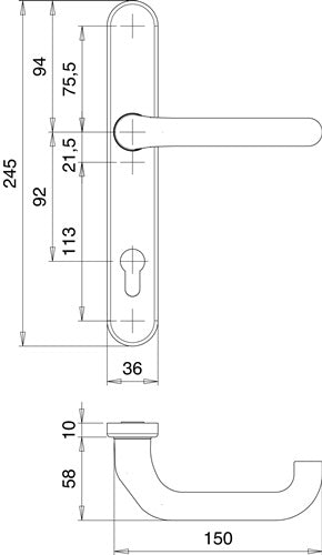 Profiltürgarnitur Kronos 1300/0035 Aluminium F12 PZ EDI – Ansicht 4