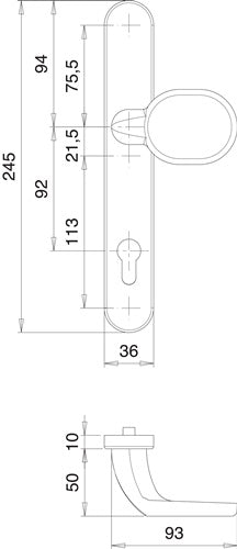 Profiltürgarnitur Kronos 1300/K22/035 Aluminium F1 PZ EDI – Ansicht 4