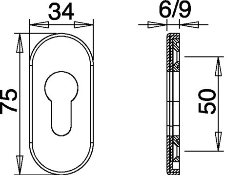 Schlüsselrosette 0813/6003 Edelstahl EST Schildstärke 6 mm PZ oval EDI – Ansicht 3