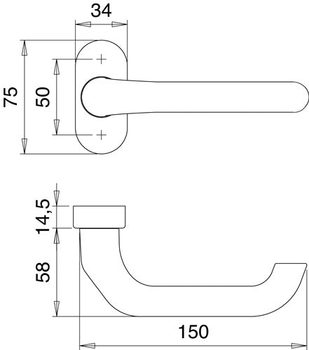 Feuerschutzdrückerlochteil 1300/2133 Aluminium F12 gekröpft Vierkant 9 mm EDI – Ansicht 3
