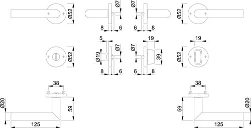 Rosettengarnitur Amsterdam E1400Z/42KV/42KVS Edelstahl F69 rund SK/OL DIN links / rechts D/D HOPPE – Ansicht 3