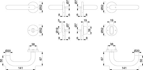 Rosettengarnitur Paris E138Z/42KV/42KVS Edelstahl F69 U-Form SK/OL DIN links / rechts D/D HOPPE – Ansicht 3
