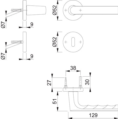 Rosettengarnitur Hamburg 1700 / 42KB/42KBS Aluminium F9714M rund OB DIN links / rechts D/D HOPPE – Ansicht 3