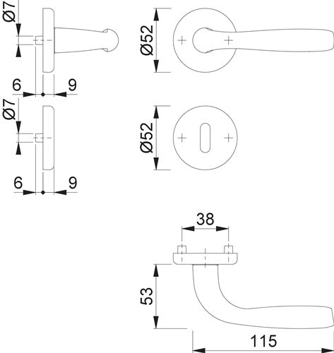 Rosettengarnitur Maribor 1766 / 17KV/17KVS Aluminium F1 rund OB DIN links / rechts D/D HOPPE – Ansicht 3
