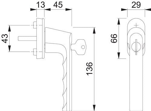 Fenstergriff Hamburg 0700LS/U26 100NM Aluminium 32-42 mm 32-42 mm abschließbar HOPPE – Ansicht 3