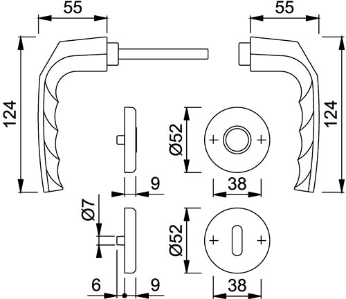 Rosettengarnitur Birmingham 1117/17KV/17KVS Aluminium F1 rund SK/OL DIN links / rechts D/D HOPPE – Ansicht 3