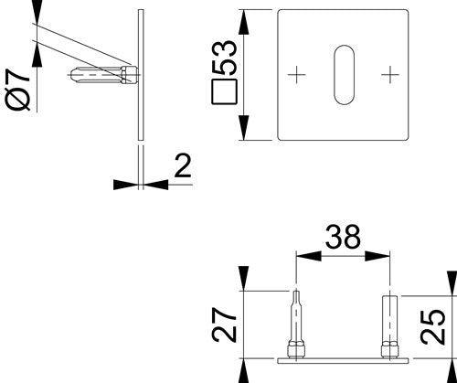 Schlüsselrosetten-Paar E848NS Edelstahl F69 Schildstärke 2 mm OB quadratisch HOPPE – Ansicht 3