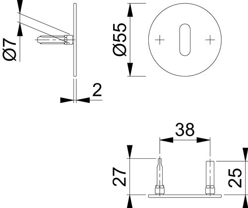 Schlüsselrosetten-Paar E849NS Edelstahl F69 Schildstärke 2 mm OB rund HOPPE – Ansicht 3