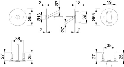 Schlüsselrosetten-Paar E849NS Edelstahl F69 Schildstärke 2 mm SK/OL rund HOPPE – Ansicht 3