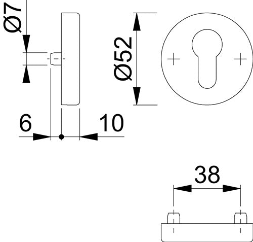 Schlüsselrosette E42HS Edelstahl F69 Schildstärke 10 mm PZ rund HOPPE – Ansicht 3