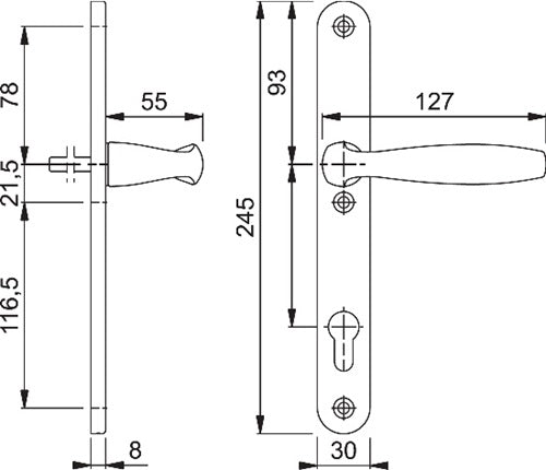 1/2 Profiltür-Garnitur New York 1810/3346SN Aluminium F9016 PZ HOPPE – Ansicht 3