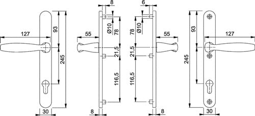 Profil-Garnitur New York 1810/3346 Aluminium F1 PZ für Türstärke 67-72 mm HOPPE – Ansicht 3