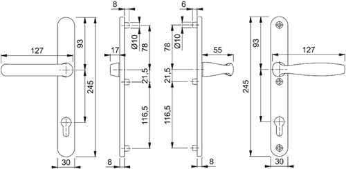 Profiltürgarnitur New York 099KH/3346/1810 Aluminium F1 PZ für Türstärke 67-72 mm HOPPE – Ansicht 3