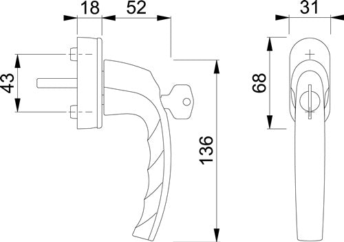 Fenstergriff Atlanta 0530S/US952 Aluminium 32-42 mm 32-42 mm abschließbar HOPPE – Ansicht 3