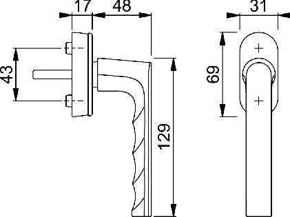 Fenstergriff Hamburg 0700/UD9020 Aluminium 32-42 mm 32-42 mm Standard HOPPE – Ansicht 3