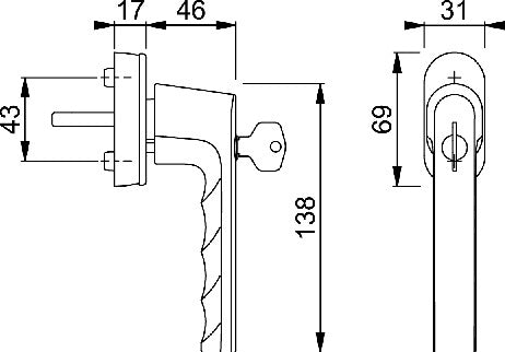 Fenstergriff Hamburg 0700S/UD9020 Aluminium 32-42 mm 32-42 mm abschließbar HOPPE – Ansicht 3