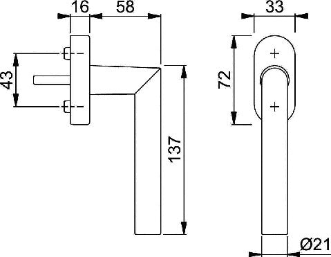 Fenstergriff Amsterdam E0400/US956 Edelstahl 32-42 mm matt Secustik® / VarioFit® Standard HOPPE – Ansicht 3