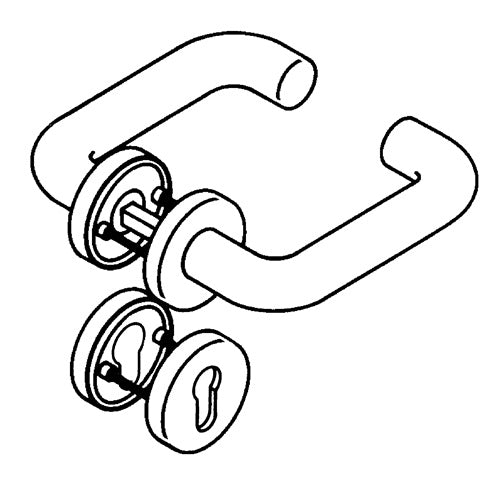 Feuerschutzgarnitur 111R11230 Kunststoff 90 D/D für Türstärke 48-58 mm PZ abgerundet DIN links / rechts HEWI – Ansicht 4