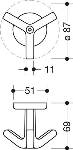 Dreifachhaken Serie 477 matt elastisch 18 senfgelb Höhe 69 mm Ø 51 mm HEWI – Ansicht 4