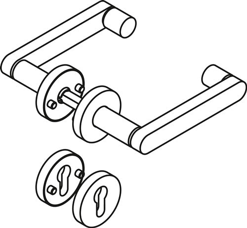 Rosettengarnitur 270XAH01230 Edelstahl U-Form BB DIN links / rechts D/D HEWI – Ansicht 3