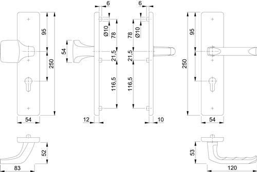 Schutzgarnitur London 61G/2221/2210/113 Aluminium F1 92 mm 67-77 mm HOPPE – Ansicht 3