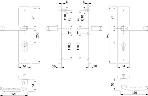 Schutzgarnitur London 113/2222ZA/2210 Aluminium F1 72 mm 37-47 mm HOPPE – Ansicht 3