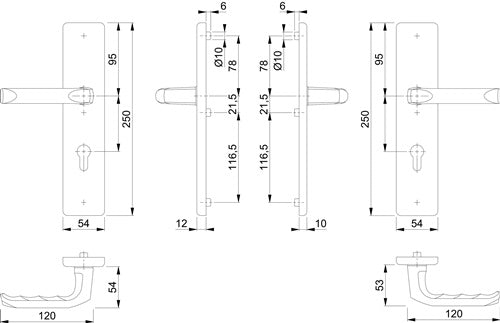 Schutzgarnitur London 113/2221/2210 Aluminium F1 92 mm 67-77 mm HOPPE – Ansicht 3