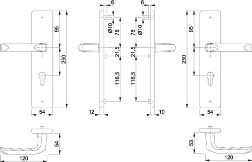 Schutzgarnitur London 113/2221/2210 Aluminium F4 92 mm 67-77 mm HOPPE – Ansicht 3