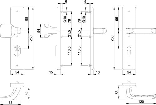 Schutzgarnitur London 61G/2222ZA/2210/113 Aluminium F4 92 mm 67-77 mm HOPPE – Ansicht 3