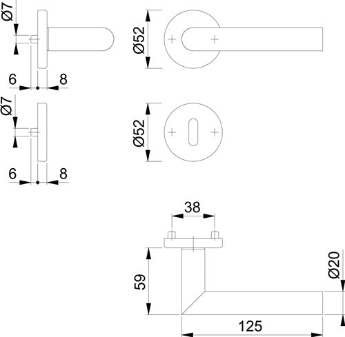 Rosettengarnitur Amsterdam E1400Z/42KV/42KVS Edelstahl F9714M Gehrung OB DIN links / rechts HOPPE – Ansicht 3