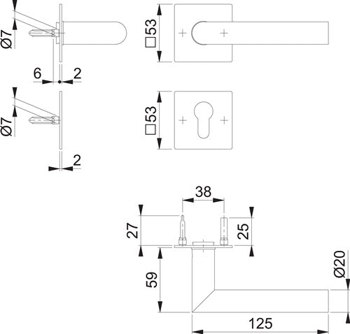 Rosettengarnitur Amsterdam E1400Z/848N/848NS Edelstahl F9714M Gehrung PZ DIN links / rechts HOPPE – Ansicht 3