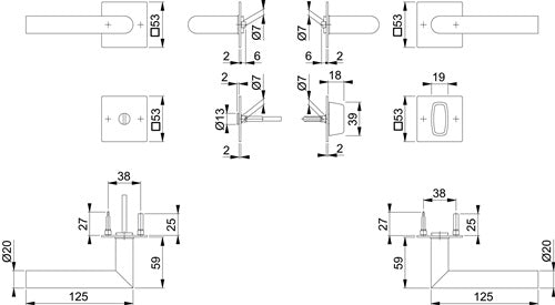 Rosettengarnitur Amsterdam E1400Z/848N/848NS Edelstahl F9714M Gehrung SK/OL DIN links / rechts HOPPE – Ansicht 3