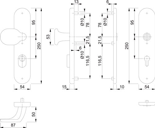 Schutzgarnitur 86G/3332ZA/3310 Aluminium F1 92 mm 67-77 mm HOPPE – Ansicht 3