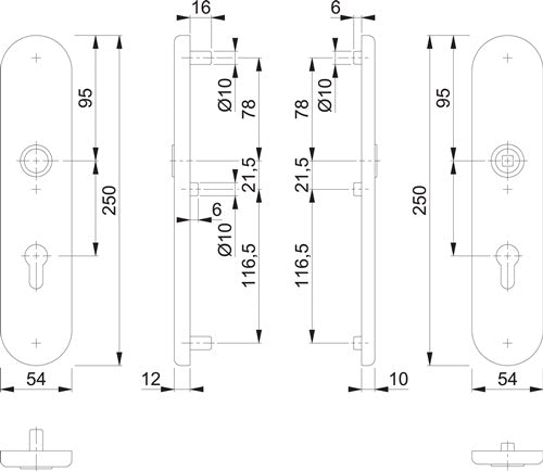 Langschildpaar E3331/3310 F1 / silberfarbig F1 PZ 92 mm HOPPE – Ansicht 3