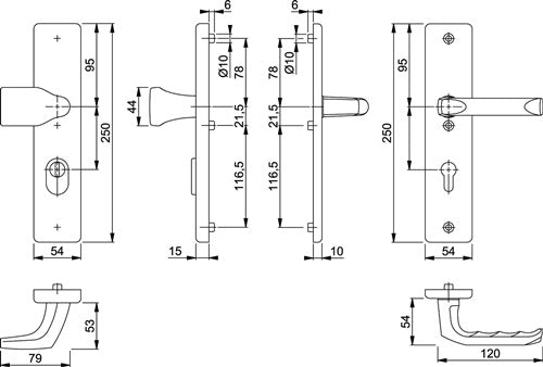 Schutzgarnitur London 78G/2222ZA/2410/113 Aluminium F1 72 mm 41-46 mm HOPPE – Ansicht 3