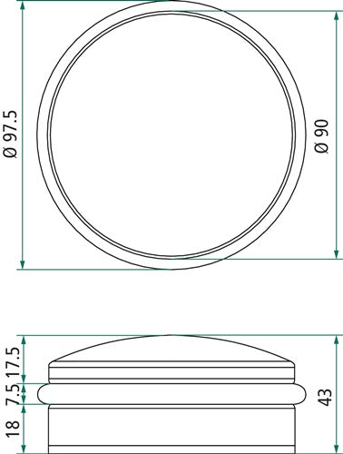 Bodentürpuffür Ø 90 mm Höhe 43 mm matt INTERSTEEL – Ansicht 3