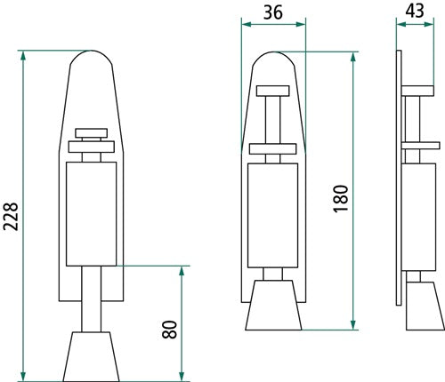 Türfeststeller 00354440 Edelstahl matt Hubhöhe 48 mm Türmontage INTERSTEEL – Ansicht 3