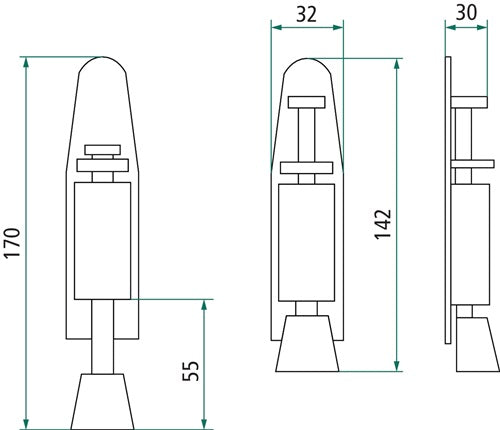Türfeststeller 00354440 Edelstahl matt Hubhöhe 28 mm Türmontage INTERSTEEL – Ansicht 3
