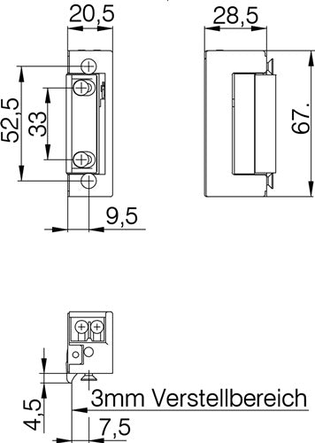 Elektrotüröffner 20171 6-12 V AC/DC DIN links / rechts DENI – Ansicht 3